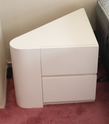 Pair Of Vintage 1980's White Formica 2 Drawer Night Stands (C-22)