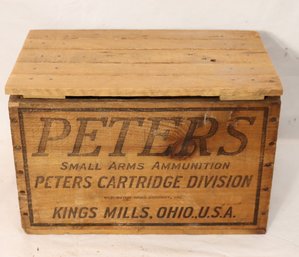 Vintage Peters Small Arms Ammunition Wooden Ammo Crate (S-56)