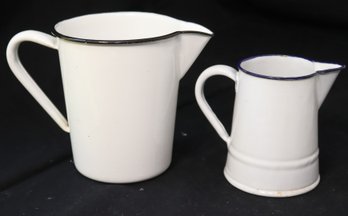 Pair Of Vintage Enamel Pitcher Measuring Cup (H-49)