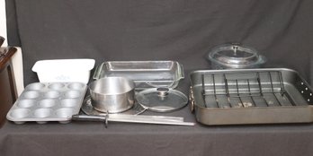Assorted Kitchen Cookware: Muffin Tin, Roasting Pan, Corning Ware And More!