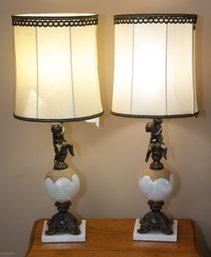 Pair Of Vintage Cherub Table Lamps (K-3)