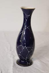 Vintage Blue Graniteware Ceramic Vase