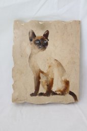 Siamese Cat On Stone Slab Signed (F-16)