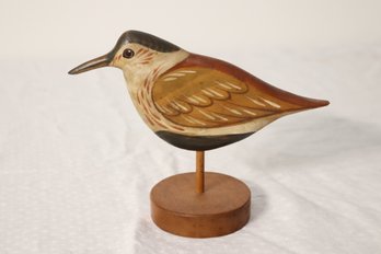 Folk Art Carved Wood Dunlin Sandpiper Signed Will And Kay Lake  1987