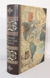 Faux Book Storage Box Vintage Maps Of The World (d-5)