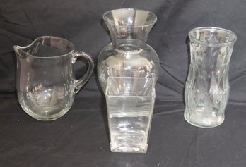 A Glass Pitcher And Some Vases (F-71)