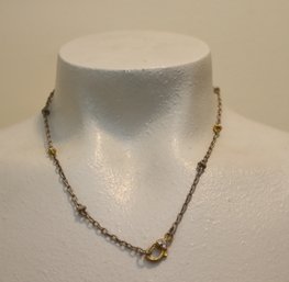 Gold Tone Sterling Silver Necklace With Rhinestones (JC-5)