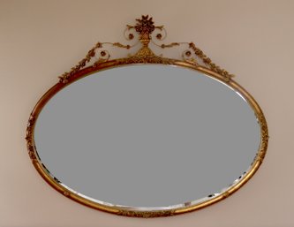Vintage Ornate Oval Wall Mirror With Floral Detail (K-10)