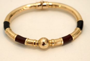 14K GOLD & Enamel Hinged Bangle Bracelet 19g. FORO Made In Italy (JC-9)