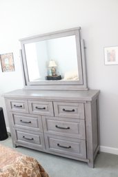 Grey Bedroom Dresser With Tilting Mirror (I-70)