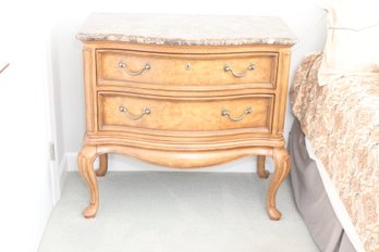 Thomasville Villa Soleil Collection Large Burled Wood Marble Top Night Chest (I-74)