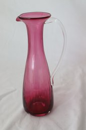 Vintage Pink And Clear Glass Creamer Pitcher