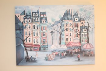 Modernist Parisian Street Scene, Acrylic On Canvas Painting (T-14)