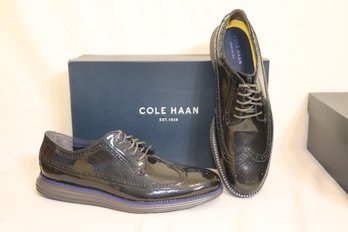 Cole-Haan Navy Ink Patent Leather Wingtips Size 9.5 (B-12)
