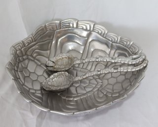 Arthur Court Turtle Shell Salad Serving Bowl With Tongs (F-41)