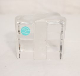 Tiffany & Co Solid Crystal Gift Box Paperweight Germany Sticker Frosted Bow (C-38)