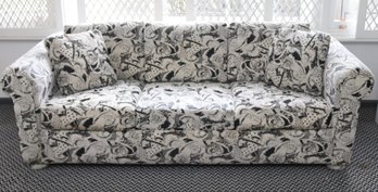 Vintage Black And White Sleeper Sofa Bed Couch (G-49)