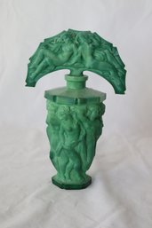 Antique Malachite Glass Perfume Bottle (F-46)