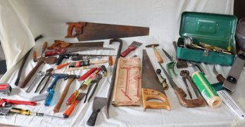 Assorted Tool Lot W/ Vintage Metal  Toolbox (K-25)