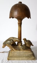 Antique Carved Marble Birds Table Lamp