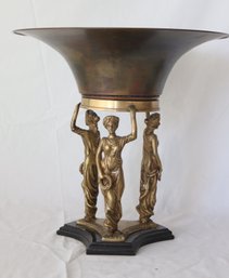 Vintage 3 Brass Woman Compote Bowl (F-53)