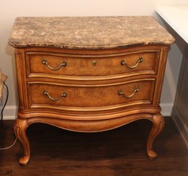 Thomasville Villa Soleil Collection Large Burled Wood Marble Top Night Chest (I-93)