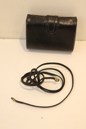 Vintage Black Lizard Hard Sided Hand Bag Purse (AG-3)