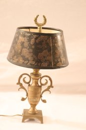 Small Vintage Brass Table Lamp With Shade
