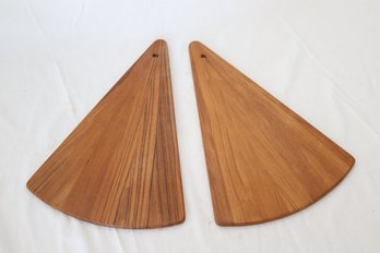 Pair Of Dansk Teak Cheese Tray Triangle Shaped Wooden Danish Mid Century Modern (F-55)