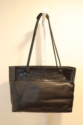 T&l Black Leather  Alligator Tote Bag Mae In Italy By Maxima (AG-5)