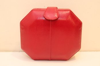 VINTAGE Susan Gail Genuine RED Snake Skine Hard Sided Purse Handbag Made In Spain (AG-13)
