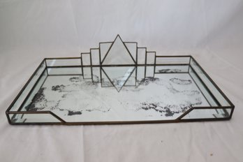 Vintage Glass And Mirrored Vanity Tray