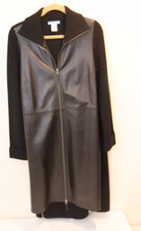 2 Long Black Jackets Leather And Knit White & Warren, Central Park West Cashmere   (JC-27)