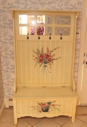 French Country Painted Hall Tree W/Storage