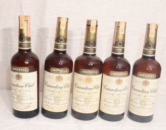 5 Vintage Bottles Canadian Club Whiskey With Tax Stamps 1963, 1971 (V-50)