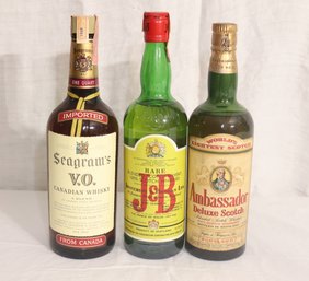 Vintage Bottles Of Seagrams, J&B, Ambassador Deluxe Scotch (V-51)