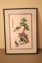 Vintage Framed Asian Peacock Picture