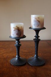 Pottery Barn Candles With Candlestick Candle Holders