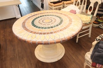 Vinyl Round Mosaic Tablecloth With Elastic