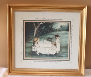 Sisters Tea Party By Gay Talbott Boassy Framed Matted Print