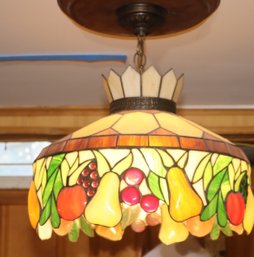 Vintage Stained Glass Hanging Ceiling Light Fruit Slag Glass