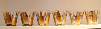 Vintage Gold Bottle Bar Whiskey Glasses (M-20)