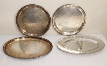 Vintage Silverplate Platters Sleighing On Sunday Currier & Ives (O-7)