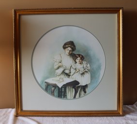 Vintage Framed Circle Matted Print