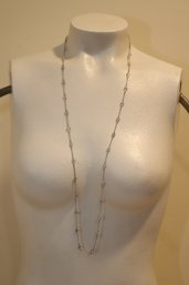 Sterling Silver And CZ Long Link Necklace (IS-9)