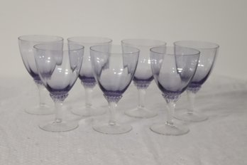 7 Purple Glasses With Clear Stems (M-39)