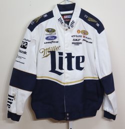 Brad Keselowski JH Design White/Navy Miller Lite Uniform Jacket Sz. XL (Z-6)