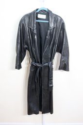 1980's La Nouvelle Renaissance Leather Jacket Trench Coat Sz. M. (Z-8)