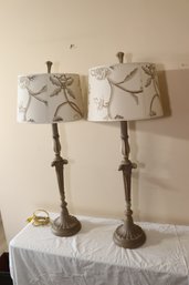 Pir Of Candlestick Table Lamps With Shades  (o-11)