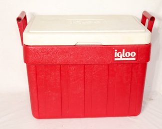Red Igloo Cooler With Inner Storage Compartment
